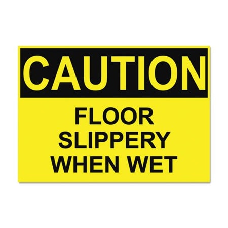 U. S. Stamp & Sign Headline, Osha Safety Signs, Caution Slippery When Wet, Yellow/black, 10 X 14 5494